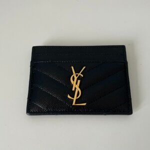 YSL BLACK CASSANDRE CARD CASE WALLET